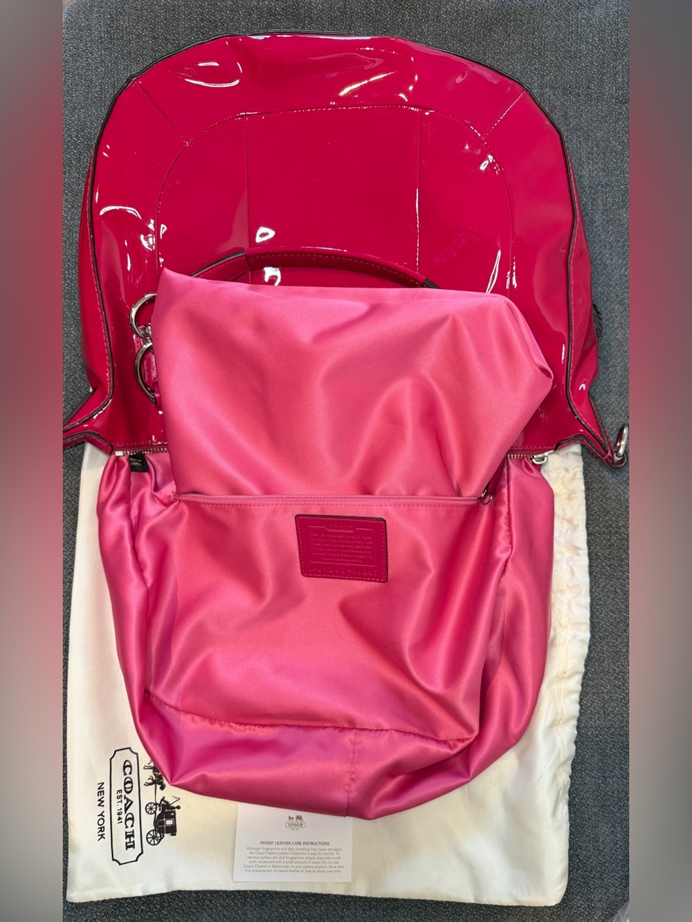 Coach Kristin Raspberry Patent Leather Round Satchel No. B1293-19297 - Picture 11 of 13